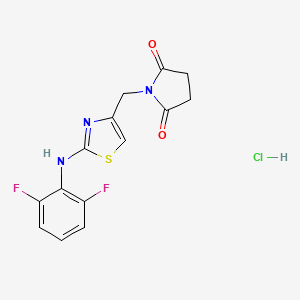 molecular formula C14H12ClF2N3O2S B2577374 1-((2-((2,6-二氟苯基)氨基)噻唑-4-基)甲基)吡咯烷-2,5-二酮盐酸盐 CAS No. 2034365-59-6