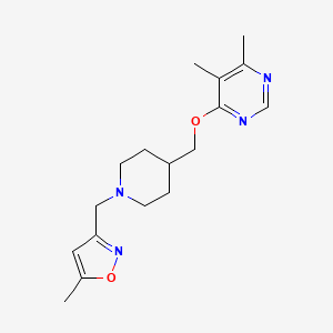 molecular formula C17H24N4O2 B2577375 3-((4-(((5,6-Dimethylpyrimidin-4-yl)oxy)methyl)piperidin-1-yl)methyl)-5-methylisoxazole CAS No. 2320663-85-0