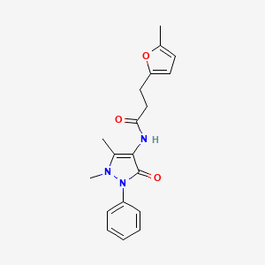 molecular formula C19H21N3O3 B2577377 N-(1,5-二甲基-3-氧代-2-苯基-2,3-二氢-1H-吡唑-4-基)-3-(5-甲基呋喃-2-基)丙酰胺 CAS No. 295345-12-9