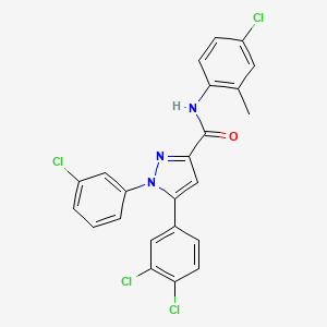 molecular formula C23H15Cl4N3O B2577390 N-(4-chloro-2-methylphenyl)-1-(3-chlorophenyl)-5-(3,4-dichlorophenyl)-1H-pyrazole-3-carboxamide CAS No. 477713-32-9