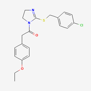molecular formula C20H21ClN2O2S B2577393 1-(2-((4-chlorobenzyl)thio)-4,5-dihydro-1H-imidazol-1-yl)-2-(4-ethoxyphenyl)ethanone CAS No. 851801-83-7