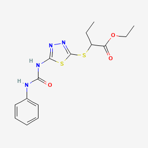 molecular formula C15H18N4O3S2 B2577411 Ethyl 2-((5-(3-phenylureido)-1,3,4-thiadiazol-2-yl)thio)butanoate CAS No. 898437-13-3
