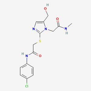 molecular formula C15H17ClN4O3S B2577415 2-[2-({2-[(4-chlorophenyl)amino]-2-oxoethyl}thio)-5-(hydroxymethyl)-1H-imidazol-1-yl]-N-methylacetamide CAS No. 923139-74-6