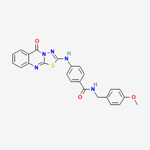 molecular formula C24H19N5O3S B2577416 N-(4-methoxybenzyl)-4-[(5-oxo-5H-[1,3,4]thiadiazolo[2,3-b]quinazolin-2-yl)amino]benzamide CAS No. 1114647-19-6