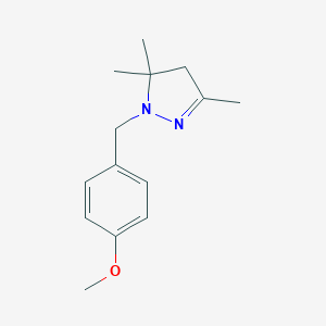 molecular formula C14H20N2O B257742 1-(4-methoxybenzyl)-3,5,5-trimethyl-4,5-dihydro-1H-pyrazole 