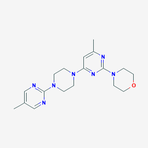 molecular formula C18H25N7O B2577421 4-[4-Methyl-6-[4-(5-methylpyrimidin-2-yl)piperazin-1-yl]pyrimidin-2-yl]morpholine CAS No. 2415514-06-4