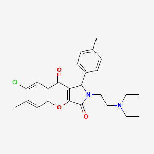 molecular formula C25H27ClN2O3 B2577425 7-Chloro-2-(2-(diethylamino)ethyl)-6-methyl-1-(p-tolyl)-1,2-dihydrochromeno[2,3-c]pyrrole-3,9-dione CAS No. 886144-13-4