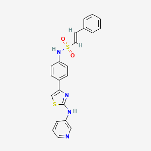 molecular formula C22H18N4O2S2 B2577426 (E)-2-phenyl-N-(4-(2-(pyridin-3-ylamino)thiazol-4-yl)phenyl)ethenesulfonamide CAS No. 1798422-10-2