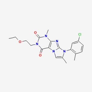 molecular formula C20H22ClN5O3 B2577434 8-(5-Chloro-2-methylphenyl)-3-(2-ethoxyethyl)-1,7-dimethyl-1,3,5-trihydro-4-im idazolino[1,2-h]purine-2,4-dione CAS No. 887467-73-4