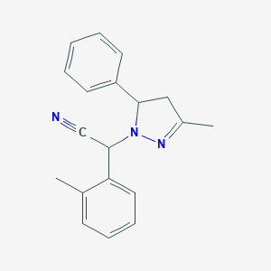 molecular formula C19H19N3 B257744 (2-methylphenyl)(3-methyl-5-phenyl-4,5-dihydro-1H-pyrazol-1-yl)acetonitrile 