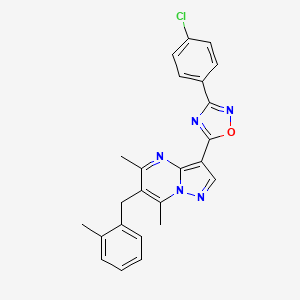 3-[3-(4-Chlorophenyl)-1,2,4-oxadiazol-5-yl]-5,7-dimethyl-6-(2-methylbenzyl)pyrazolo[1,5-a]pyrimidine