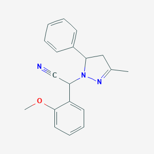 molecular formula C19H19N3O B257745 (2-methoxyphenyl)(3-methyl-5-phenyl-4,5-dihydro-1H-pyrazol-1-yl)acetonitrile 