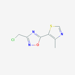 molecular formula C7H6ClN3OS B2577451 3-(Chloromethyl)-5-(4-methyl-1,3-thiazol-5-yl)-1,2,4-oxadiazole CAS No. 1152504-93-2