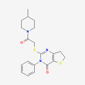 B2577454 2-[2-(4-Methylpiperidin-1-yl)-2-oxoethyl]sulfanyl-3-phenyl-6,7-dihydrothieno[3,2-d]pyrimidin-4-one CAS No. 686770-08-1
