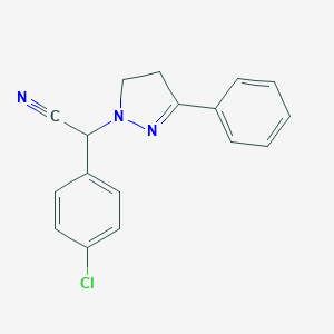 molecular formula C17H14ClN3 B257746 (4-chlorophenyl)(3-phenyl-4,5-dihydro-1H-pyrazol-1-yl)acetonitrile 