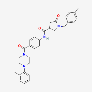 molecular formula C31H34N4O3 B2577469 1-[(4-methylphenyl)methyl]-N-{4-[4-(2-methylphenyl)piperazine-1-carbonyl]phenyl}-5-oxopyrrolidine-3-carboxamide CAS No. 2380190-04-3