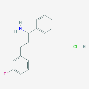 molecular formula C15H17ClFN B2577477 3-(3-氟苯基)-1-苯基丙烷-1-胺；盐酸盐 CAS No. 2309466-88-2