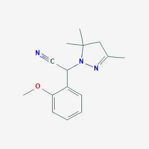 molecular formula C15H19N3O B257749 (2-methoxyphenyl)(3,5,5-trimethyl-4,5-dihydro-1H-pyrazol-1-yl)acetonitrile 