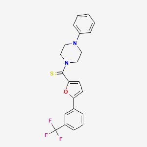 molecular formula C22H19F3N2OS B2577496 (4-Phenylpiperazin-1-yl)(5-(3-(trifluoromethyl)phenyl)furan-2-yl)methanethione CAS No. 301339-02-6