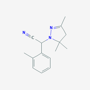 molecular formula C15H19N3 B257750 (2-methylphenyl)(3,5,5-trimethyl-4,5-dihydro-1H-pyrazol-1-yl)acetonitrile 