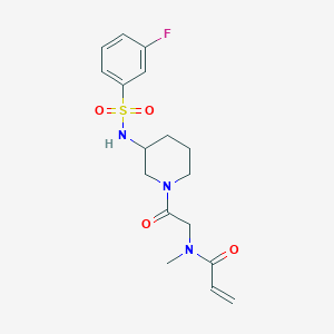 molecular formula C17H22FN3O4S B2577509 N-[2-[3-[(3-Fluorophenyl)sulfonylamino]piperidin-1-yl]-2-oxoethyl]-N-methylprop-2-enamide CAS No. 2198363-06-1