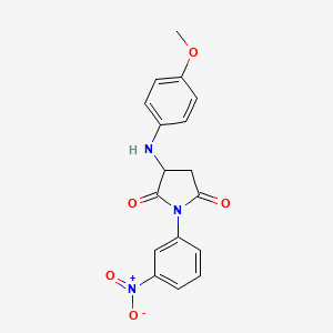 molecular formula C17H15N3O5 B2577512 3-(4-甲氧基苯胺基)-1-(3-硝基苯基)吡咯烷-2,5-二酮 CAS No. 476410-24-9