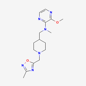 molecular formula C16H24N6O2 B2577517 3-Methoxy-N-methyl-N-[[1-[(3-methyl-1,2,4-oxadiazol-5-yl)methyl]piperidin-4-yl]methyl]pyrazin-2-amine CAS No. 2415565-79-4