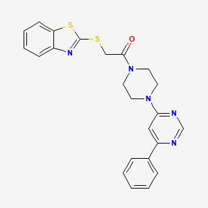 molecular formula C23H21N5OS2 B2577528 2-(Benzo[d]thiazol-2-ylthio)-1-(4-(6-phenylpyrimidin-4-yl)piperazin-1-yl)ethanone CAS No. 1421441-32-8