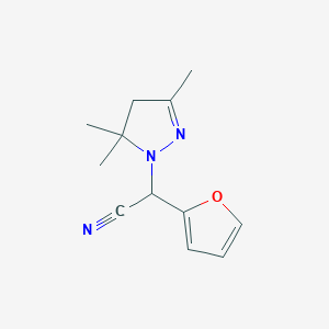 molecular formula C12H15N3O B257753 furan-2-yl(3,5,5-trimethyl-4,5-dihydro-1H-pyrazol-1-yl)acetonitrile 