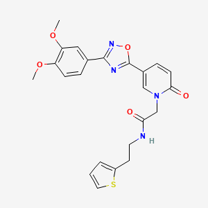 molecular formula C23H22N4O5S B2577544 2-(5-(3-(3,4-dimethoxyphenyl)-1,2,4-oxadiazol-5-yl)-2-oxopyridin-1(2H)-yl)-N-(2-(thiophen-2-yl)ethyl)acetamide CAS No. 1428380-46-4