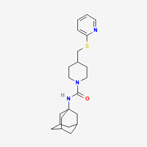 molecular formula C22H31N3OS B2577548 N-((3s,5s,7s)-adamantan-1-yl)-4-((pyridin-2-ylthio)methyl)piperidine-1-carboxamide CAS No. 1421483-60-4