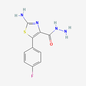 molecular formula C10H9FN4OS B2577565 2-氨基-5-(4-氟苯基)-1,3-噻唑-4-碳酰肼 CAS No. 886361-58-6
