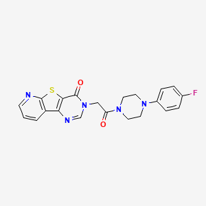 molecular formula C21H18FN5O2S B2577569 3-(2-(4-(4-fluorophenyl)piperazin-1-yl)-2-oxoethyl)pyrido[3',2':4,5]thieno[3,2-d]pyrimidin-4(3H)-one CAS No. 1189867-16-0