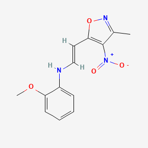2-methoxy-N-[(E)-2-(3-methyl-4-nitro-1,2-oxazol-5-yl)ethenyl]aniline