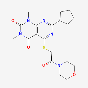 molecular formula C19H25N5O4S B2577588 7-Cyclopentyl-1,3-dimethyl-5-(2-morpholin-4-yl-2-oxoethyl)sulfanylpyrimido[4,5-d]pyrimidine-2,4-dione CAS No. 872612-56-1