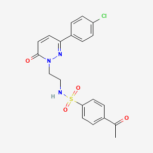 molecular formula C20H18ClN3O4S B2577591 4-acetyl-N-(2-(3-(4-chlorophenyl)-6-oxopyridazin-1(6H)-yl)ethyl)benzenesulfonamide CAS No. 921554-24-7