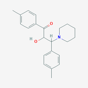 molecular formula C22H27NO2 B2577596 2-Hydroxy-1,3-bis(4-methylphenyl)-3-piperidino-1-propanone CAS No. 866049-62-9