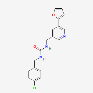 molecular formula C18H16ClN3O2 B2577597 1-(4-Chlorobenzyl)-3-((5-(furan-2-yl)pyridin-3-yl)methyl)urea CAS No. 2320466-51-9