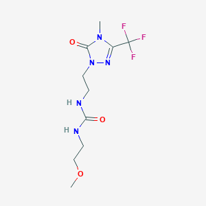 molecular formula C10H16F3N5O3 B2577607 1-(2-methoxyethyl)-3-(2-(4-methyl-5-oxo-3-(trifluoromethyl)-4,5-dihydro-1H-1,2,4-triazol-1-yl)ethyl)urea CAS No. 1421444-24-7