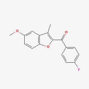 molecular formula C17H13FO3 B2577618 (4-Fluorophenyl)(5-methoxy-3-methyl-1-benzofuran-2-yl)methanone CAS No. 303145-46-2
