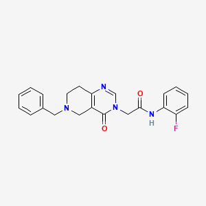 molecular formula C22H21FN4O2 B2577620 2-(6-苄基-4-氧代-5,6,7,8-四氢吡啶并[4,3-d]嘧啶-3(4H)-基)-N-(2-氟苯基)乙酰胺 CAS No. 1251571-64-8