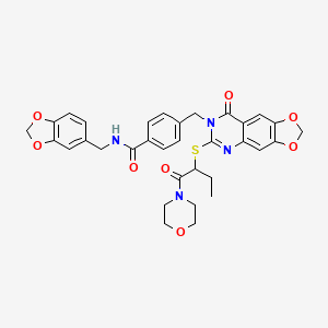 N-(1,3-benzodioxol-5-ylmethyl)-4-{[6-{[1-(morpholin-4-ylcarbonyl)propyl]thio}-8-oxo[1,3]dioxolo[4,5-g]quinazolin-7(8H)-yl]methyl}benzamide