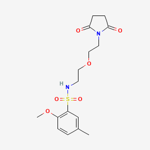 molecular formula C16H22N2O6S B2577632 N-(2-(2-(2,5-二氧代吡咯烷-1-基)乙氧基)乙基)-2-甲氧基-5-甲基苯磺酰胺 CAS No. 2309750-92-1