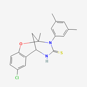 molecular formula C19H19ClN2OS B2577638 8-chloro-3-(3,5-dimethylphenyl)-2-methyl-5,6-dihydro-2H-2,6-methanobenzo[g][1,3,5]oxadiazocine-4(3H)-thione CAS No. 1019149-13-3