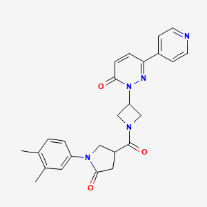 molecular formula C25H25N5O3 B2577642 2-[1-[1-(3,4-Dimethylphenyl)-5-oxopyrrolidine-3-carbonyl]azetidin-3-yl]-6-pyridin-4-ylpyridazin-3-one CAS No. 2380182-26-1