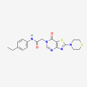 molecular formula C19H21N5O2S2 B2577647 N-(4-ethylphenyl)-2-(7-oxo-2-thiomorpholinothiazolo[4,5-d]pyrimidin-6(7H)-yl)acetamide CAS No. 1223913-38-9