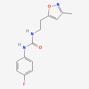 molecular formula C13H14FN3O2 B2577648 1-(4-氟苯基)-3-(2-(3-甲基异恶唑-5-基)乙基)脲 CAS No. 1396877-48-7