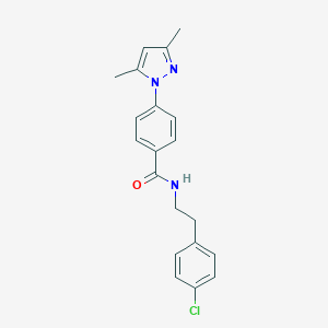 molecular formula C20H20ClN3O B257765 N-[2-(4-chlorophenyl)ethyl]-4-(3,5-dimethyl-1H-pyrazol-1-yl)benzamide 