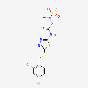 molecular formula C13H14Cl2N4O3S3 B2577655 N-(5-((2,4-二氯苄基)硫代)-1,3,4-噻二唑-2-基)-2-(N-甲基甲基磺酰胺基)乙酰胺 CAS No. 1226447-73-9