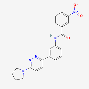 molecular formula C21H19N5O3 B2577663 3-nitro-N-(3-(6-(pyrrolidin-1-yl)pyridazin-3-yl)phenyl)benzamide CAS No. 899985-83-2